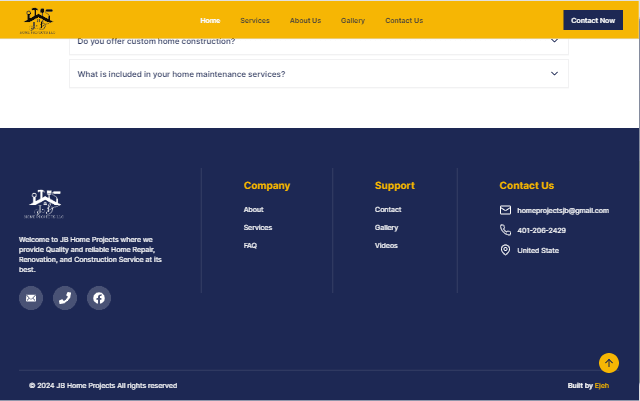 JB Home Project (Professional Service Website)
